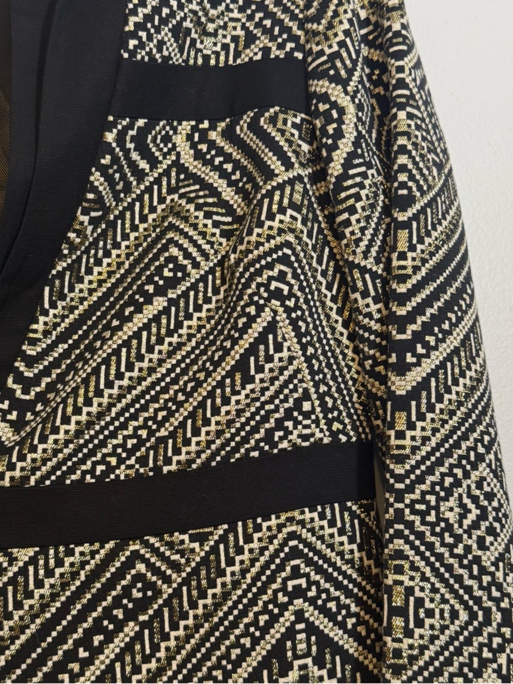 Chico’s Black Label Quiet Luxury Metallic Jacquard Blazer Gold Jacket Size 0 NWT - Picture 4 of 11